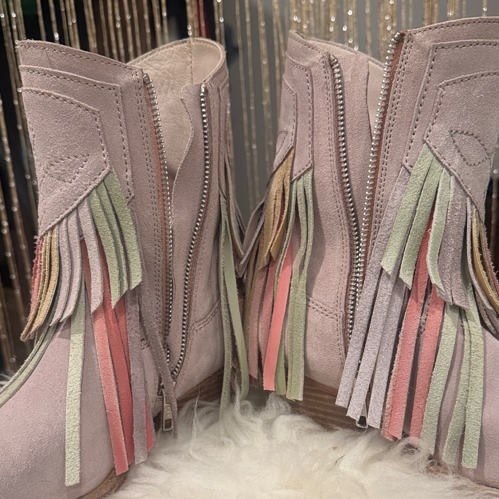 Free People Flawless Fringe Western Suede Ankle Boots - Picture 2 of 7